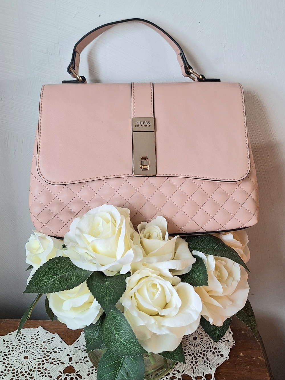 GUESS Los Angeles "Elsie" Quilted Flap Satchel, NWOT